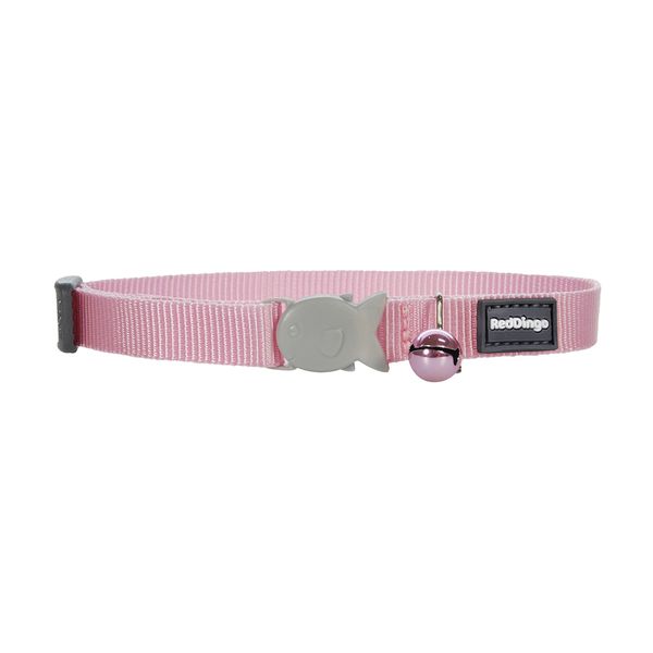 Red Dingo Cat Collar in Plain with Bell - Pink