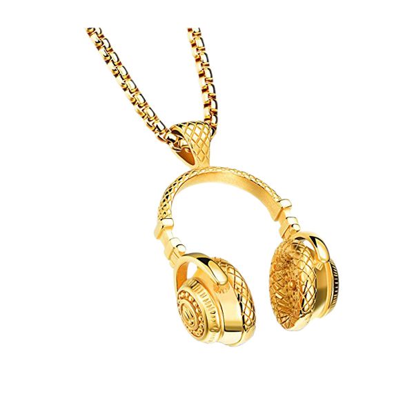Gold Headphone Design Necklace - Gold