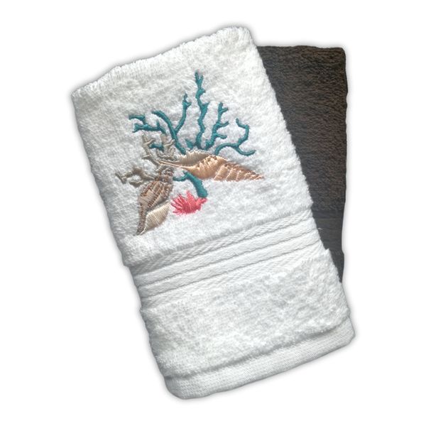 Zorbatex - Embroidery Sea Shells Guest Towel