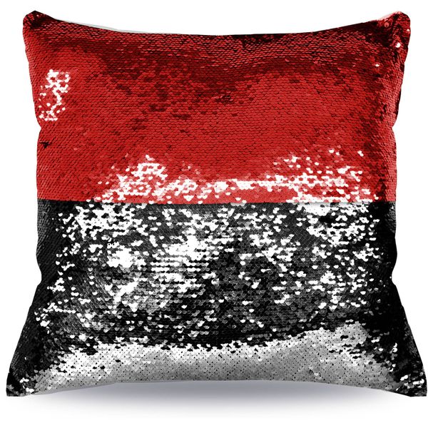 Mermaid Colour Changing Sequenced Cushion - Red &amp; Black