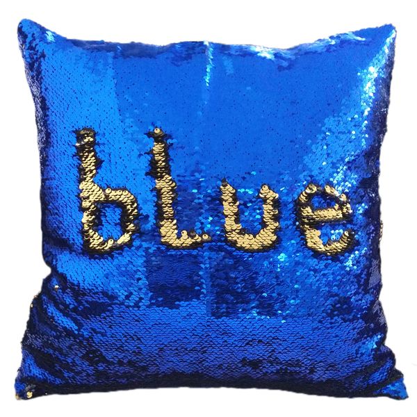 Mermaid Colour Changing Sequenced Cushion - Blue &amp; Silver