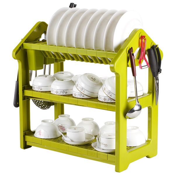 Comfeto Wares ABS Three Tier Dish Rack - Green