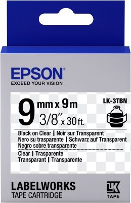 Epson LK-3TBN 9mm x 9m Transparent Black on Clear Label Cartridge