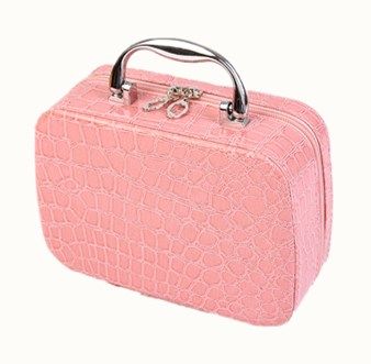 Luxury PU Leather Multipurpose Cosmetic Handbag - Rose Pink