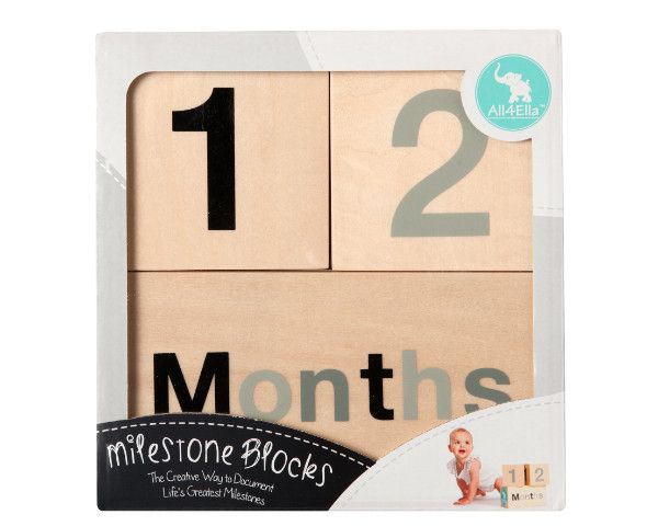 All4Ella Milestone Timber Blocks - Black