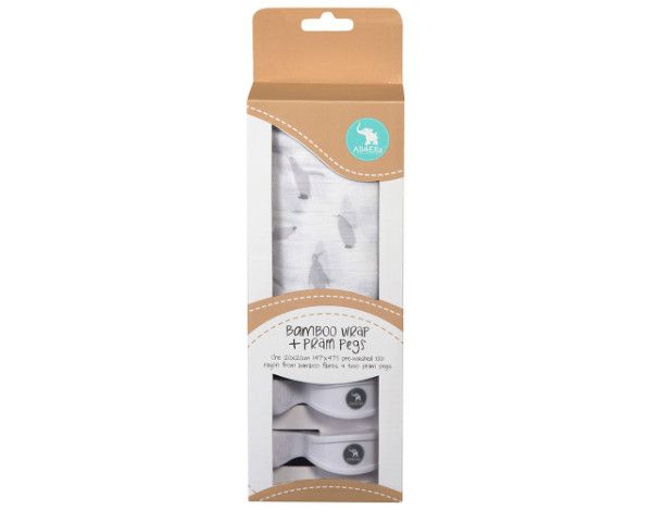 All4Ella Single Bamboo Wrap &amp; Pram Peg Box - Whale