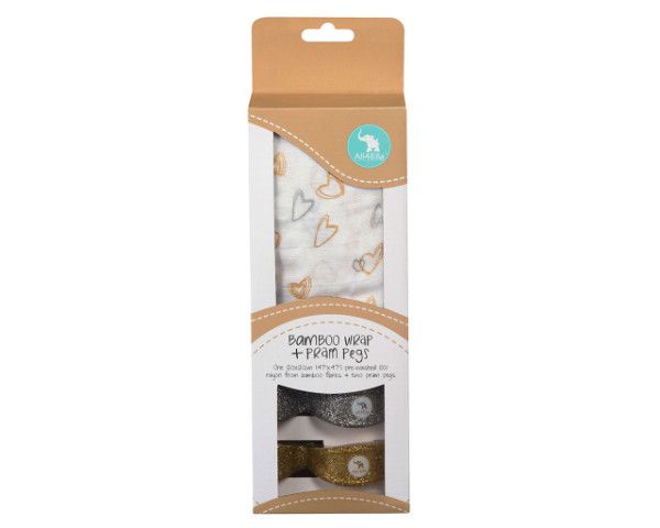 All4Ella Single Bamboo Wrap &amp; Pram Peg Box - Gold &amp; Silver
