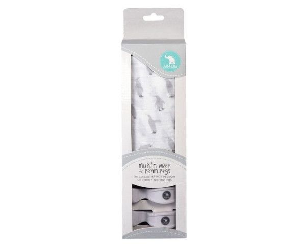 All4Ella Single Muslin Wrap &amp; Pram Peg Box - Penguin