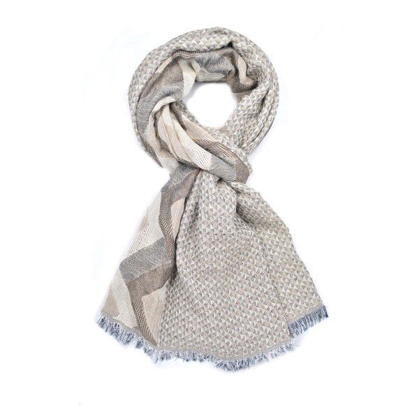 Lily &amp; Rose Soft Aztec Ruffled Edge Scarf - Stone