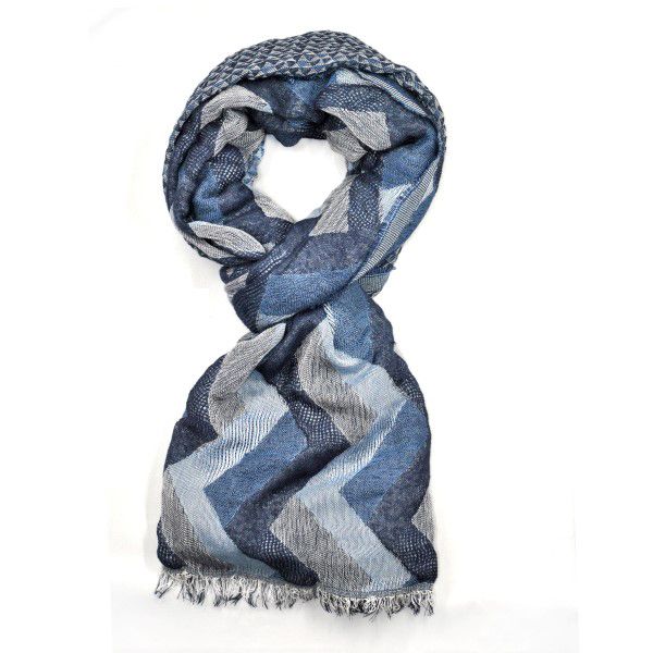 Lily &amp; Rose Soft Aztec Ruffled Edge Scarf - Navy