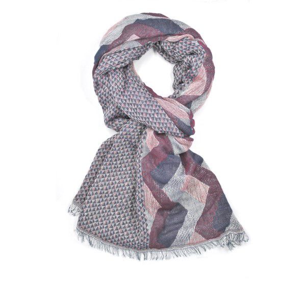 Lily &amp; Rose Soft Aztec Ruffled Edge Scarf - Burgundy
