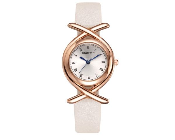 Rebirth Ladies Luxury Leather Crossover Watch - White