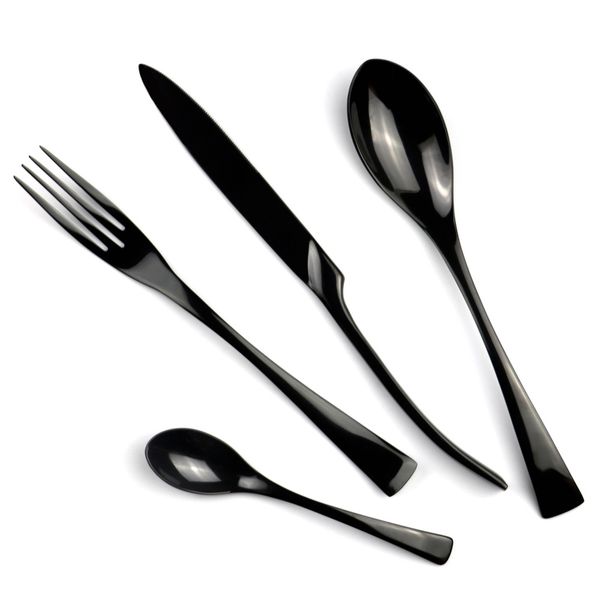 Nicolson Russell Venice Titanium Plated 24 Piece Cutlery Set - Black
