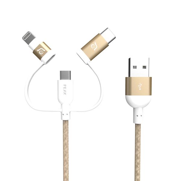 Peak Ii Trio 120b - 120cm Trio Lightning Braided with Reversable Usb 1.2m Cable