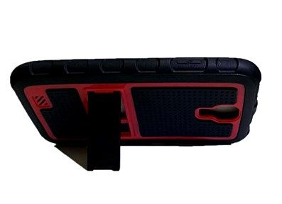 Rugged Skin Hard Cover Stand for Samsung S4 - Red &amp; Black