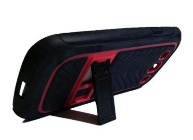 Rugged Skin Hard Cover Stand for Samsung S3 - Red &amp; Black