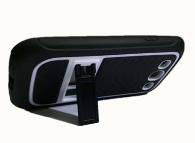 Rugged Skin Hard Cover Stand for Samsung S3 - White &amp; Black