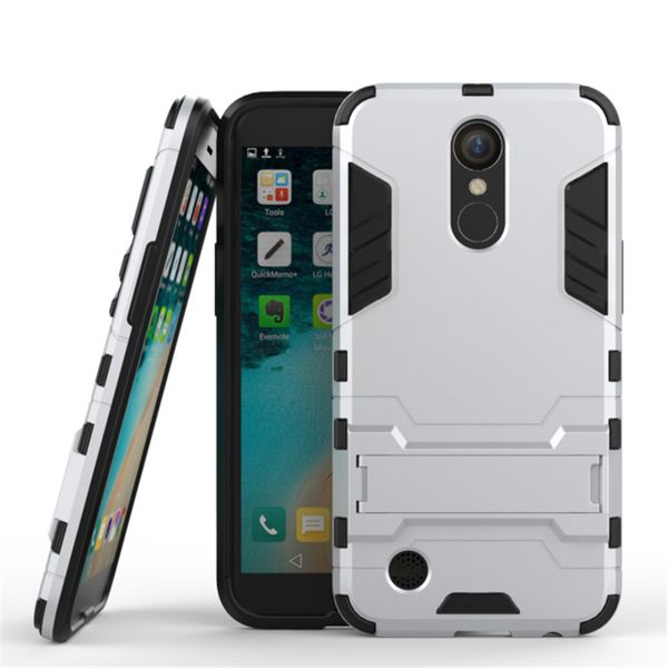 2 In 1 Hybrid Dual Shockproof Stand Case for LG K10 2017 - Silver