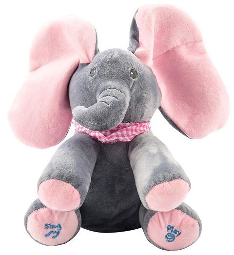 Peek-A-Boo Singing Elephant - Grey &amp; Pink