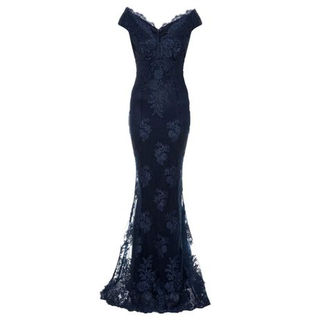 Navy Lace Bardot Fishtail Maxi Dress 2024 lightgames.pro