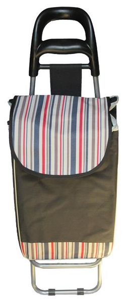 Kingco Lightweight Folding Shopping Trolley - Black &amp; Brown