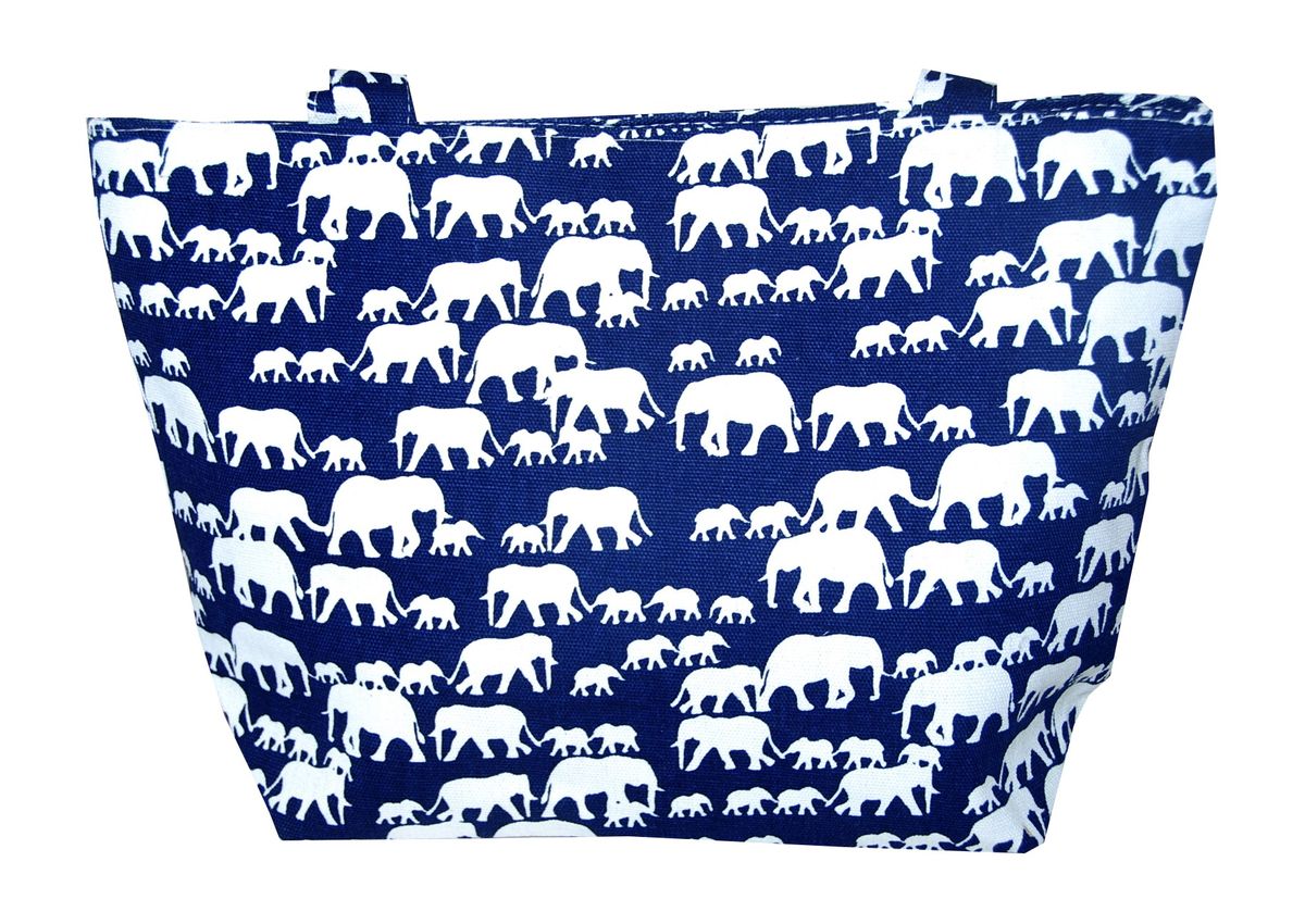 Cotton Road Bag - Navy with White Elephants | Buy Online in South ...