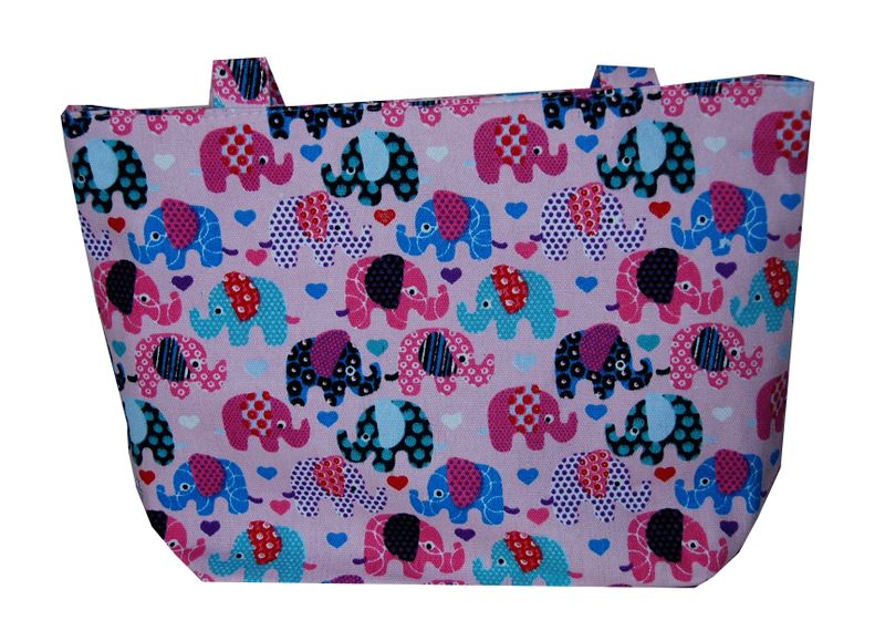 Cotton Road Bag - Navy with White Elephants