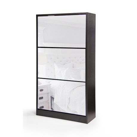Fine Living 3 Tier Mirror Shoe Cabinet