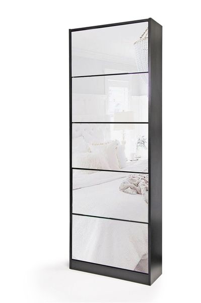 Fine Living Mirror Shoe Cabinet - 5 Tier - Wenge