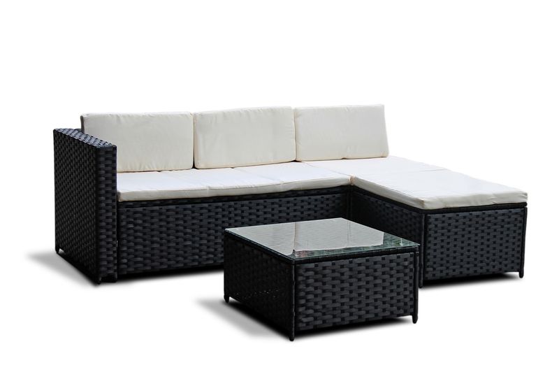 Outdoor furniture-livorno L shape black-Fine living