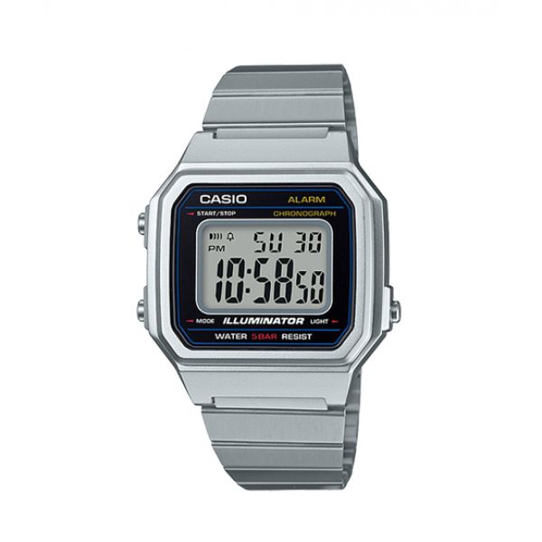 Casio Men's B650WD-1ADF Retro Digital Square Watch - Silver