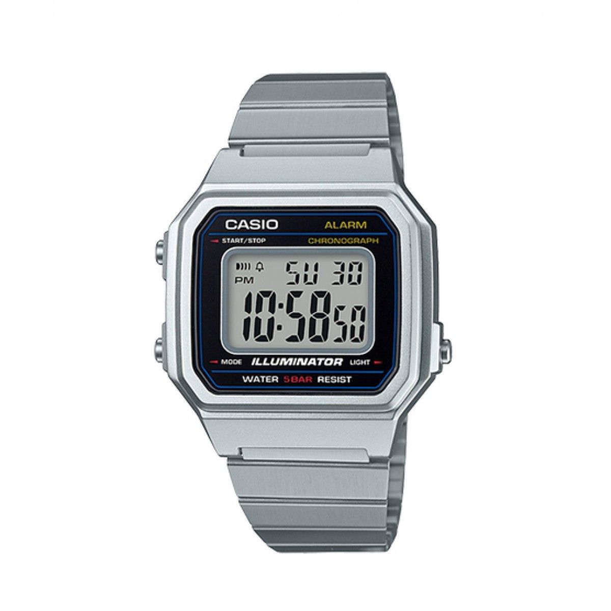 Casio Mens B650wd 1adf Retro Digital Square Watch Silver Shop