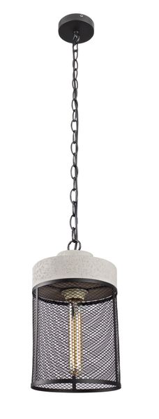 Cement &amp; Metal Circular Cage Stone Pendant - PEN350
