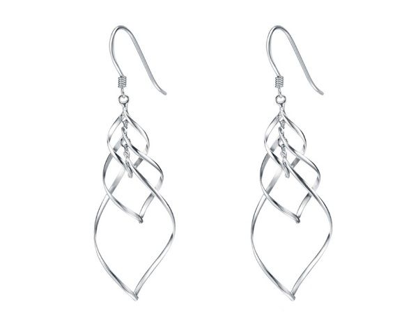 Skyla Jewels Sterling Silver Long Swirl Earrings