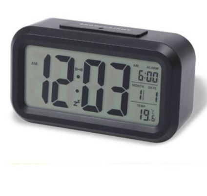 LASA Digital Temperature Display Alarm Clock - Black
