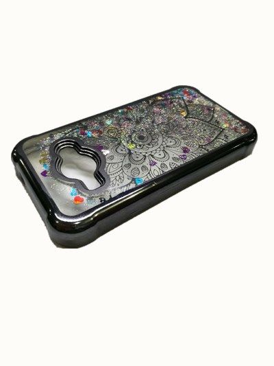 Liquid Moving Glitter Back Case for Samsung J1 Ace - Black