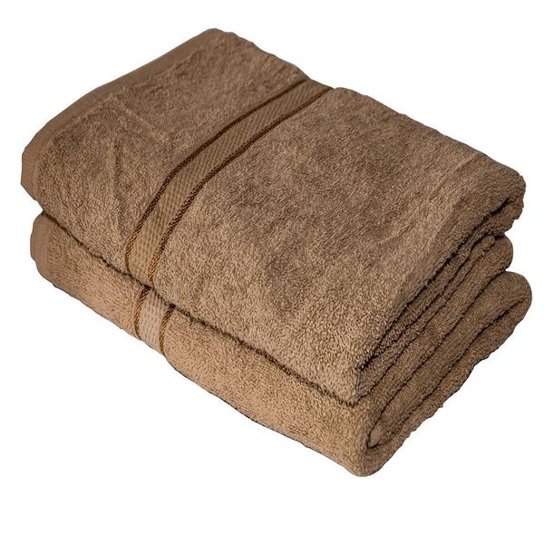 Grace Collection 2 Piece Luxury Bath Towel Set - Brown
