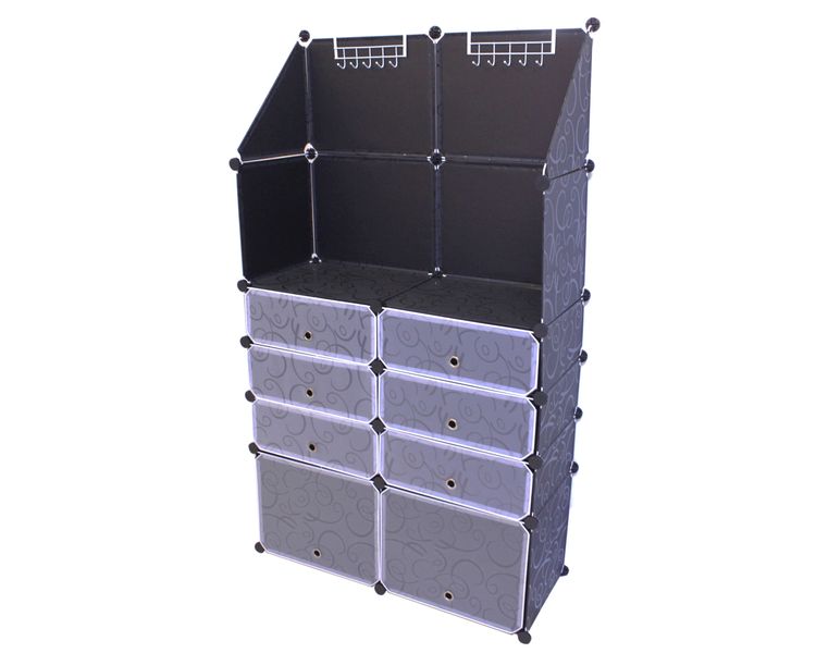 Creative Living DIY Plastic Shoe Organizer with Hat Rack - Black