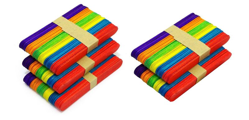 50 Piece Colourful Ice Cream Sticks - (Set of 5)
