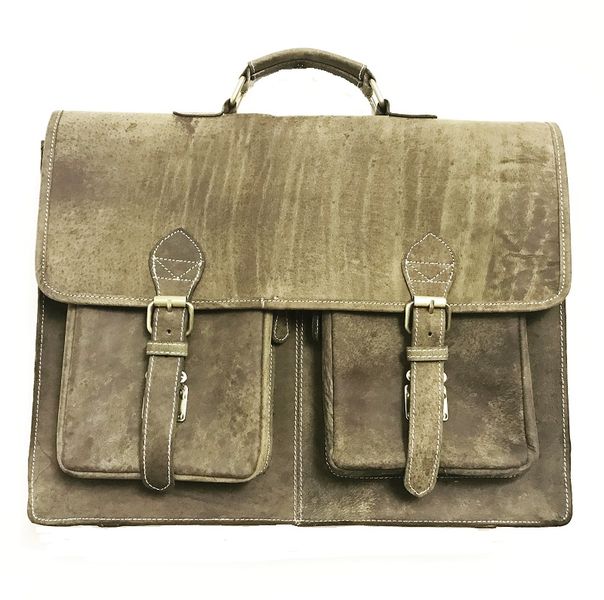 Leather Laptop Bag - Grey