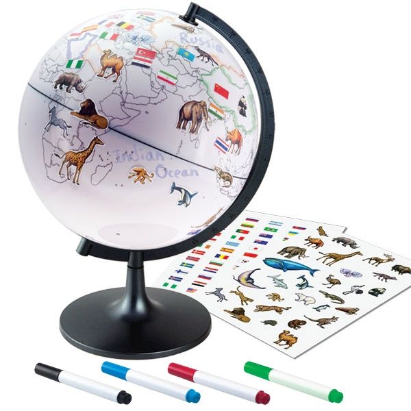 Edu-Science Globe with Erasable Stickers to Colour