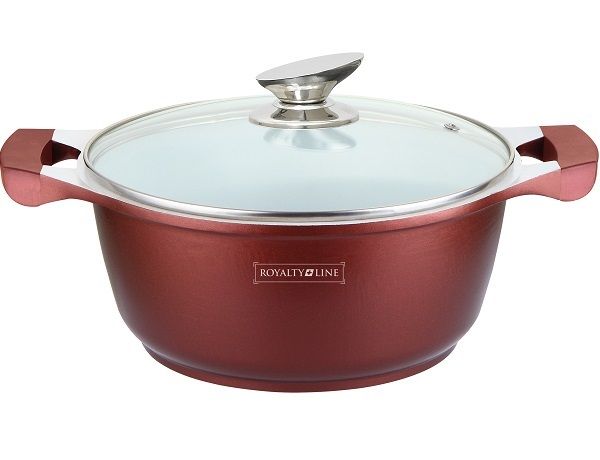 Royalty Line 28cm Ceramic Coating Casserole Pot - Burgundy