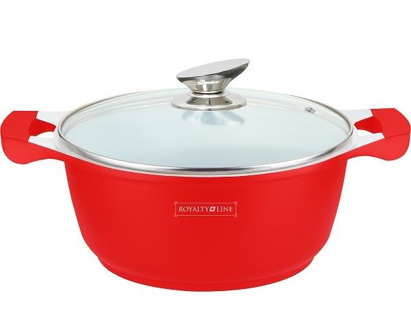 Royalty Line 34cm Ceramic Coating Casserole Pot - Red