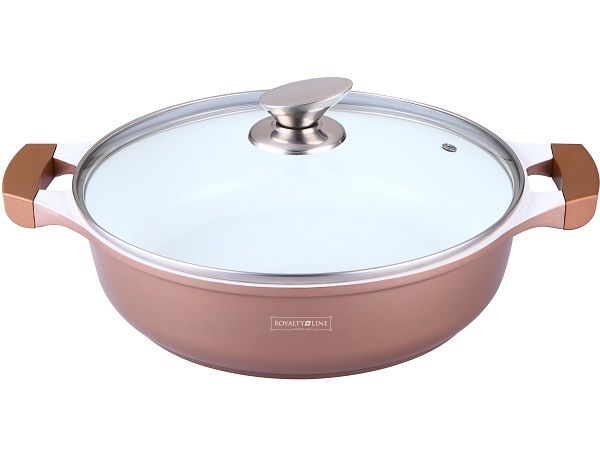 Royalty Line 26cm Ceramic Coating Shallow Pot - Red
