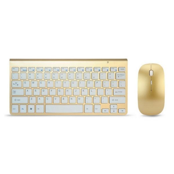 Ulta-thin Design Multimedia Keyboard &amp; Mouse - Gold