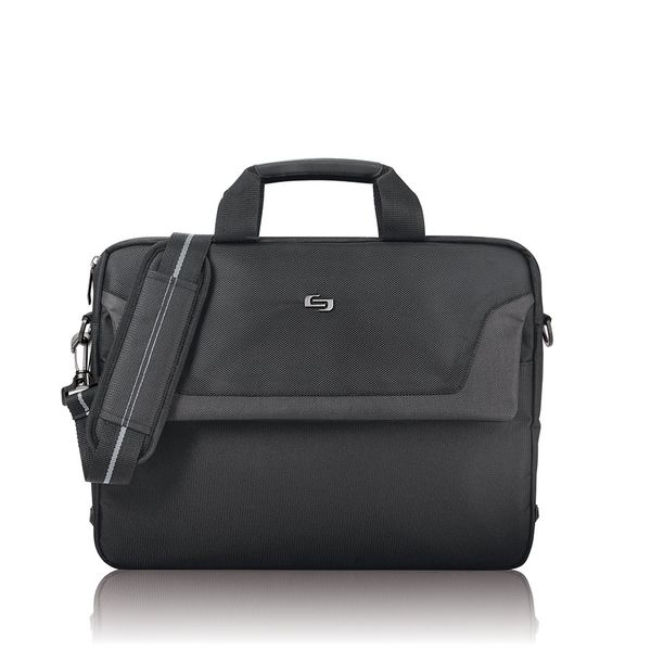 Solo 16" Flatiron Slim Laptop Briefcase - Black