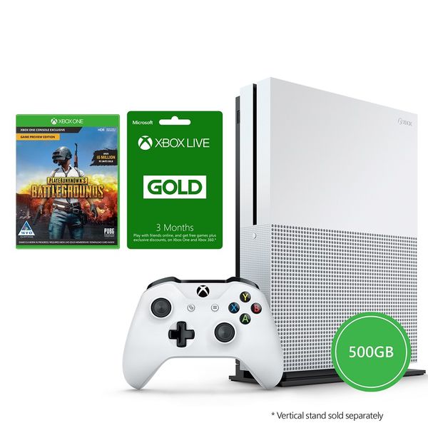 Xbox One S 500GB Console + Player Unknown Battlegrounds (PUBG) + 3 Months Live (Xbox One)
