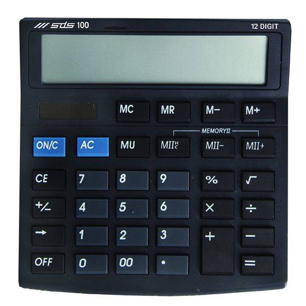 SDS: 12-Digit Dual Power Compact Desk Calculator