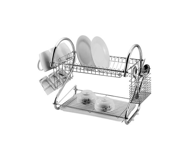 Bunker Double Layer Kitchen Dish Rack - Silver