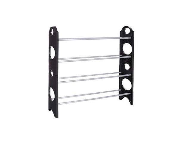 Bunker 4-Tier Stackable Shoe Rack - Black